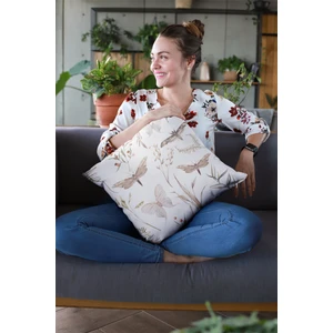 Premium Tay Tüyü Dokuma Kelebekli Kumaş Çift Taraflı Kırlent Yastık Kılıfı 43X43 Cm KRL084