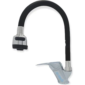 Elmina Armatür Siyah Oynar Borulu 2 Fonksiyonlu Mutfak Eviye Bataryası Çeşmesi Musluğu