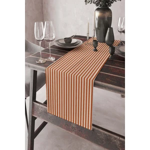 Dikey Çizgili Elit Tay Tüyü Dokuma Leke Tutmaz Kumaş Masa Örtüsü Runner 40X140 Cm RNR174