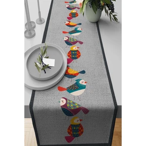 Elit Tay Tüyü Dokuma Leke Tutmaz Kumaş Masa Örtüsü Runner Kuşlu 40X140 Cm RNR209