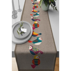 Tay Tüyü Dokuma Elit Leke Tutmaz Kumaş Masa Örtüsü Runner Kuşlu 40X140 Cm RNR210