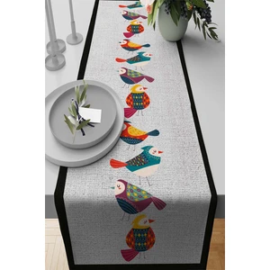 Leke Tutmaz Elit Tay Tüyü Dokuma Kumaş Masa Örtüsü Runner Kuşlu 40X140 Cm RNR212
