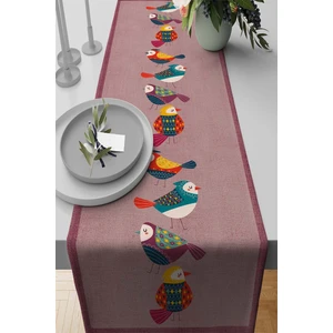 Masa Örtüsü Runner Elit Tay Tüyü Dokuma Leke Tutmaz Kumaş Kuşlu 40X140 Cm RNR213