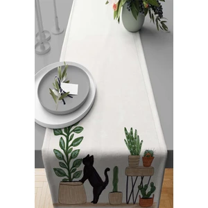 Runner Dokuma Leke Tutmaz Elit Tay Tüyü Kumaş Masa Örtüsü Kaktüslü 40X140 Cm RNR444
