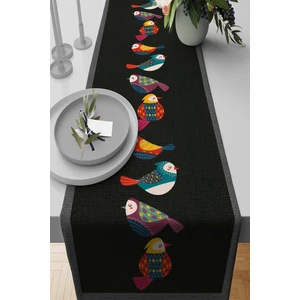Dokuma Leke Tutmaz Elit Tay Tüyü Kumaş Masa Örtüsü Runner Kuşlu 40X140 Cm RNR211