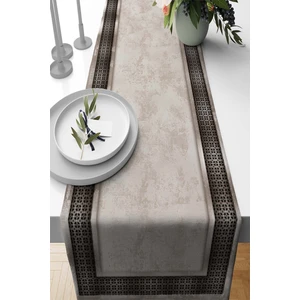 Elit Çerçeveli Tay Tüyü Dokuma Elit Leke Tutmaz Kumaş Masa Örtüsü Runner 40X140 Cm RNR398