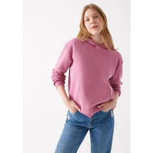 Kapüşonlu Pembe Sweatshirt