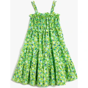 Çiçekli Midi Elbise Askılı