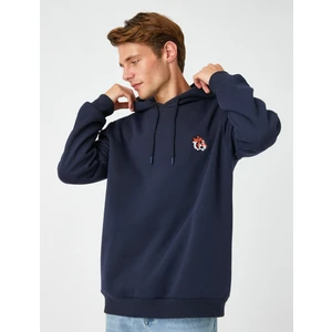 Kaplan Nakışlı Kapşonlu Sweatshirt
