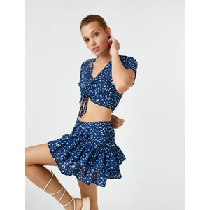 Çiçekli Crop Bluz