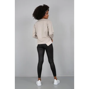 Banada Moda Baskılı Taşlanmış Deri Görünümlü Sweatshirt