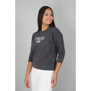 Banada Moda Baskılı Kanguru Cepli Yarım Kollu Sweatshirt