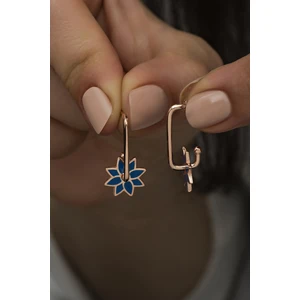 925 Ayar Gümüş Mavi Mineli Rüzgar Gülü Küpe