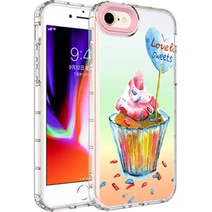 Kip GSM Apple iPhone 7 Kılıf Kamera Korumalı Renkli Desenli Sert Silikon Korn Kapak