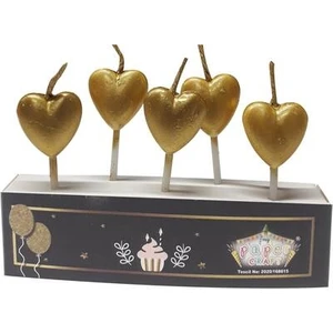 Çıtı Pıtı Store Gold Kalp Mum 5'li