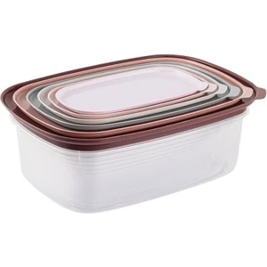 6'lı Pembe-Gri Çok Renkli Plastik Saklama Kabı Seti