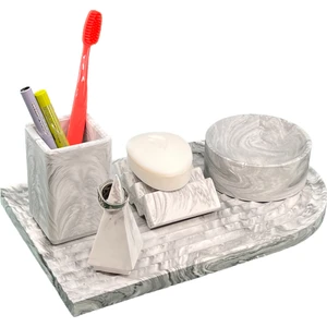 Marble Serisi Archade Organizerli Beton Banyo Seti