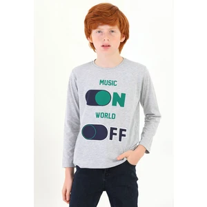 Erkek Çocuk Music On Baskılı Uzun Kollu Tshirt