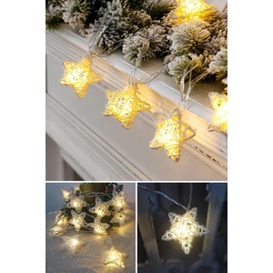 Dekoratif Yıldız Model Rattan Şerit LED Yılbaşı Ağaç Süsleme (10'lu)