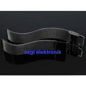 Ezgi Elektronik Siyah Çelik Ince Hasır 22MM Kordon Metal Örgü Saat Kordonu Kayışı