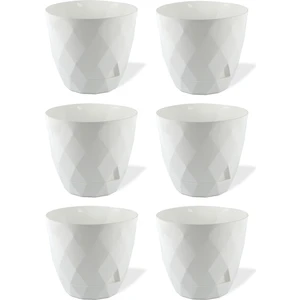 6 Adet Prizma Model Geçme Sistem Tabaklı Parlak Dekoratif Plastik Yakamoz Saksı