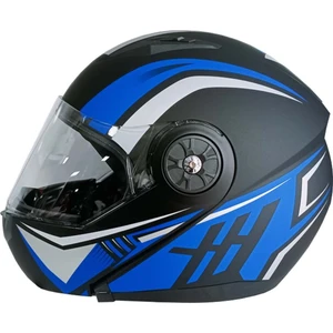Jk-20 115 Modeli Güneş Vizörlü Çeneden Açılır Kask - Mavi/siyah - L