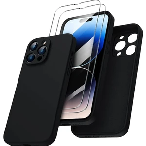 M.TK Moveteck Iphone 14 Pro Max Kılıf Kamera Lens Koruma Ultra Ince Soft Silikon ve 5d Ekran Koruycu Cam Set