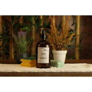 Hobi Demir Sanat 500 ml Amber Kahverengi Cam Sıvı Sabun Şişesi Beyaz Etiketli