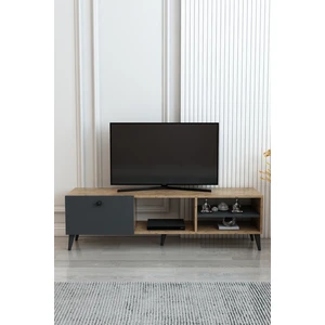 İzco Design Milano Tv Ünitesi 150 cm Genişlik Meşe Antrasit Tek Kapaklı Tv Sehpası