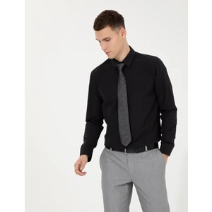Pierre Cardin Erkek Siyah Regular Fit Uzun Kollu Klasik Gömlek 50258982-VR046