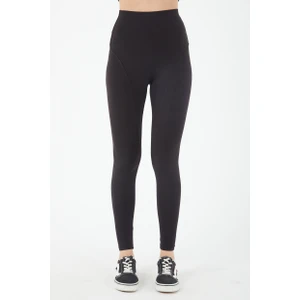 Kadın Siyah Yüksek Belli Karyoka Dikiş Detaylı Toparlayıcı Spor  Tayt