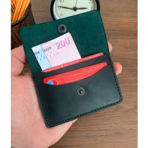 El Yapımı  Çift Bölmeli Minimal Kartlık Cüzdan (Crazy Deri)