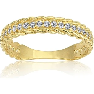 Fasek Gold Taşlı Örgü Altın Yüzük