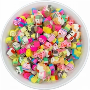 50 Adet Polimer Kil Fimo Karışık Cupcake Pasta Dondurma Figür Boncuk Hamur Boncuk
