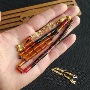Vip Kehribar 5,5X10 mm Kesme Ateşi Kehribar Tesbih Isme Özel Kişiselleştirilebilir Ahşap Kutulu Tespih