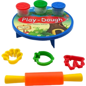 Play Dough Oyun Hamuru Seti Sofralı Merdaneli 3 Renk Hamurlu Kalıplı Oyun Hamuru Seti