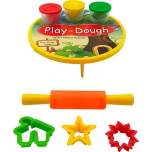 Play Dough Oyun Hamuru Seti Sofralı Merdaneli 3 Renk Hamurlu Kalıplı Oyun Hamuru Seti