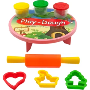 Play Dough Oyun Hamuru Seti Sofralı Merdaneli 3 Renk Hamurlu Kalıplı Oyun Hamuru Seti