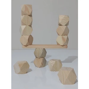 Erc Wood Blocks Ahşap Denge Blokları Montessori Waldorf Eğitimi 12 Li Set Ahşap