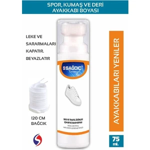 Sağdıç Saraciye Spor Beyaz Deri ve Kumaş Ayakkabı Boyası 75 ml Beyaz