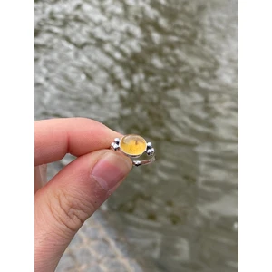 Nsa Silver Sitrin Taşlı Gümüş Yüzük 925 Ayar Orijinal Taş Ayarlı Kol