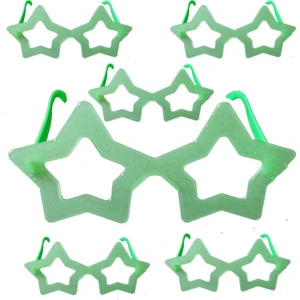 Yetişkin Çocuk Uyumlu Camsız Fosforlu Yeşil Renk Yıldız Şekilli Gözlük 6 Adet