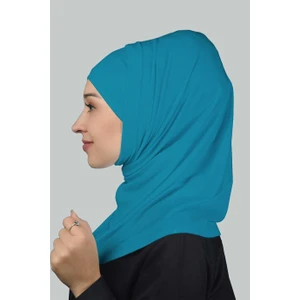 İkili Set Pratik Eşarp Hazır Türban Ve Hijab Tesettür Bonesi - Koyu Turkuaz