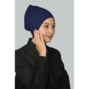 Hazır Pratik Geçmeli Uzun Boru Tesettür Bonesi - Saks