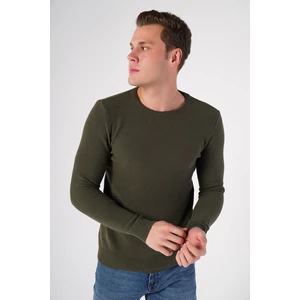 Trist Star Erkek Haki %100 Pamuk Bisiklet Yaka Triko Kazak TRIST-1194