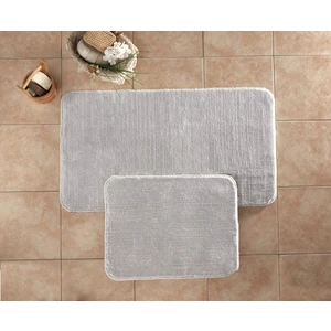 Elvira Home Kaymaz Taban 2'li Gri Yıkanabilir Peluş Banyo Paspası, Banyo Halısı, Klozet Takımı