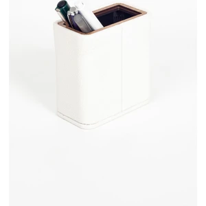 Turgut Office Masaüstü Deri Ahşap Detaylı Kalemlik Beyaz