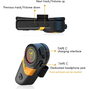 Lx3 Kask Bluetooth Kulaklık Bt5.0 Motosiklet Sürme Kablosuz Çağrı Kulaklık 1200MAH Yumuşak Hat Buğday Kulaklıklı Sarı (Yurt Dışından)