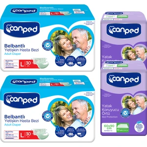 Belbantlı Yetişkin Hasta Bezi L (100-150) 30'lu 2 Paket 60 Adet + Yatak Koruyucu