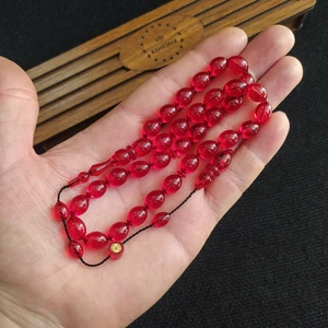 Vip Kehribar 8X11 mm Mesut Elma Usta Işçilikli Sıkma Kehribar Tesbih Imzalı Sistemli Tespih Ahşap Kutulu